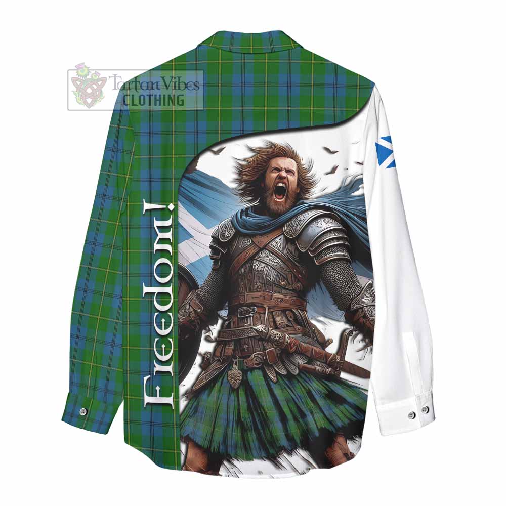 Tartan Vibes Clothing Johnstone (Johnston) Crest Tartan Women's Casual Shirt Inspired by the Freedom of Scottish Warrior