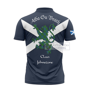 Johnstone (Johnston) Tartan Lion Rampant Zipper Polo Shirt Proudly Display Your Heritage with Alba Gu Brath and Clan Name