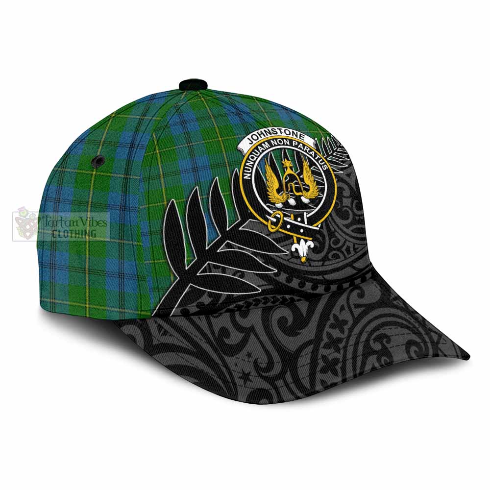 Tartan Vibes Clothing Johnstone (Johnston) Tartan Classic Cap with New Zealand Silver Fern Half Style