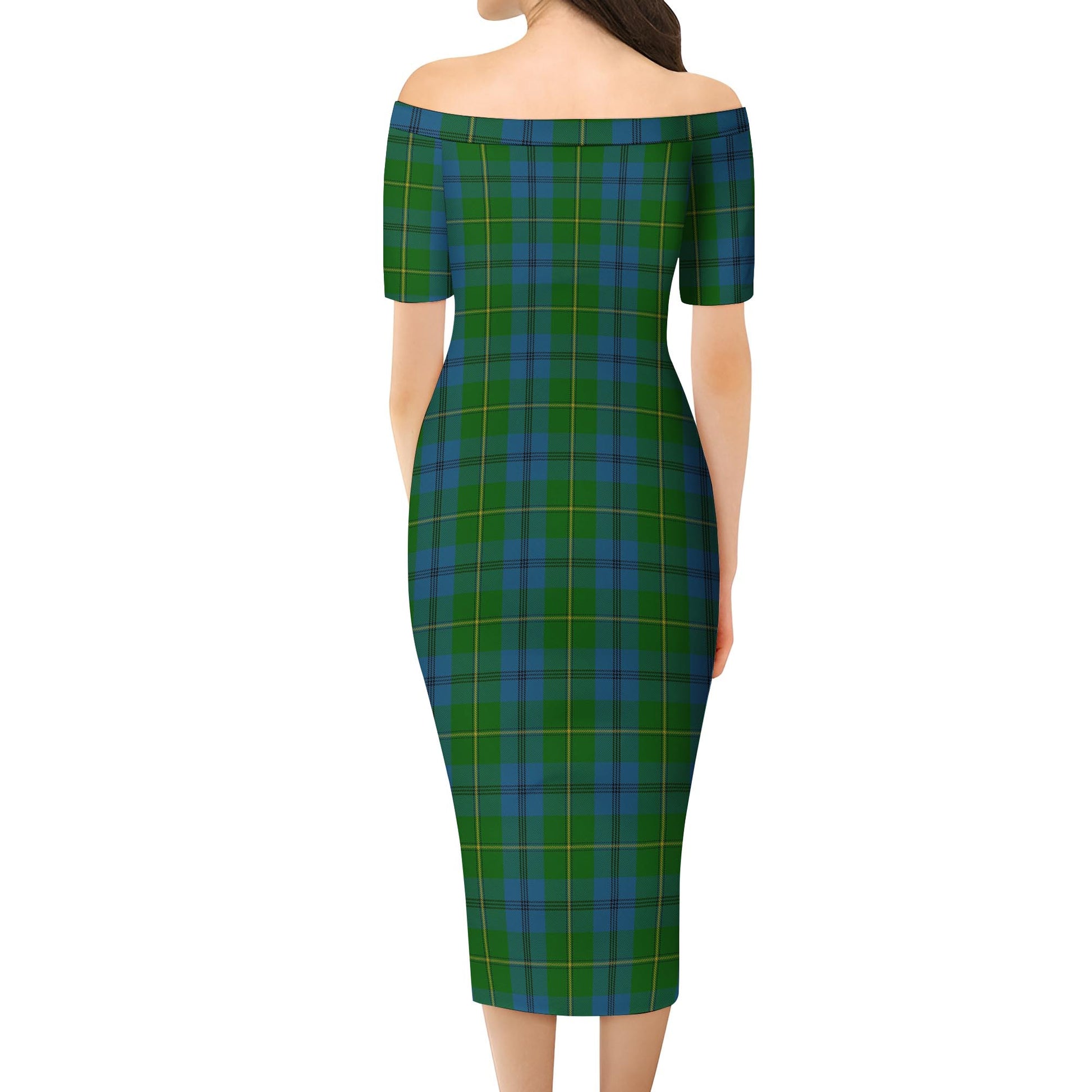 Johnstone-Johnston Tartan Off Shoulder Lady Dress - Tartanvibesclothing