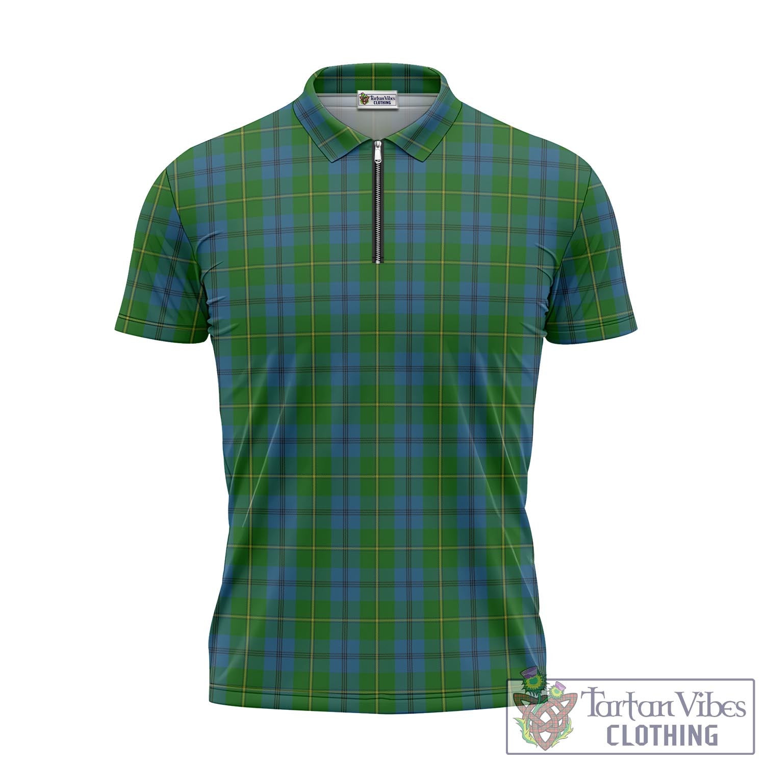 Tartan Vibes Clothing Johnstone-Johnston Tartan Zipper Polo Shirt