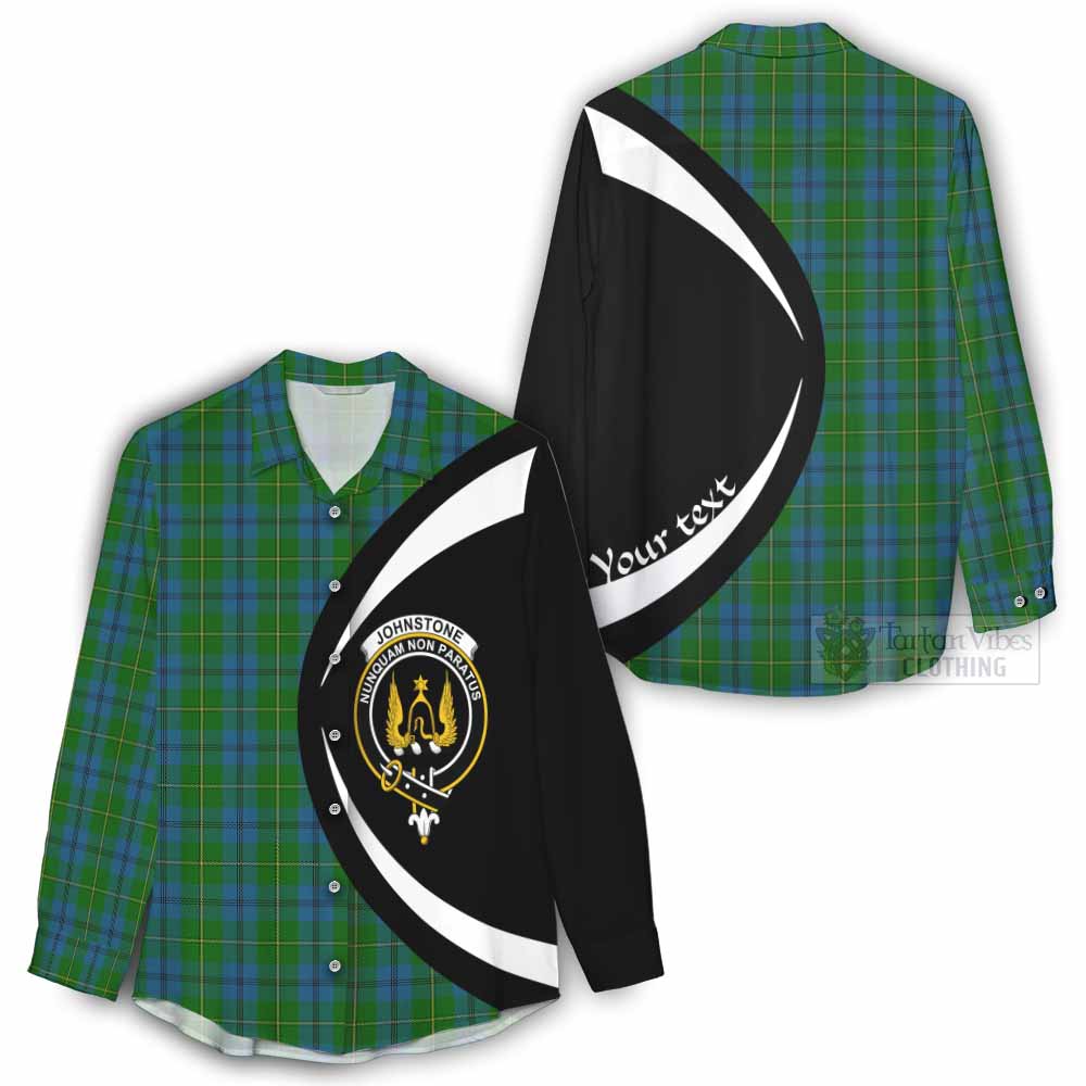 Tartan Vibes Clothing Johnstone (Johnston) Tartan Women's Casual Shirt with Family Crest Circle Style