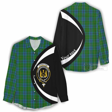 Johnstone (Johnston) Tartan Women's Casual Shirt with Family Crest Circle Style