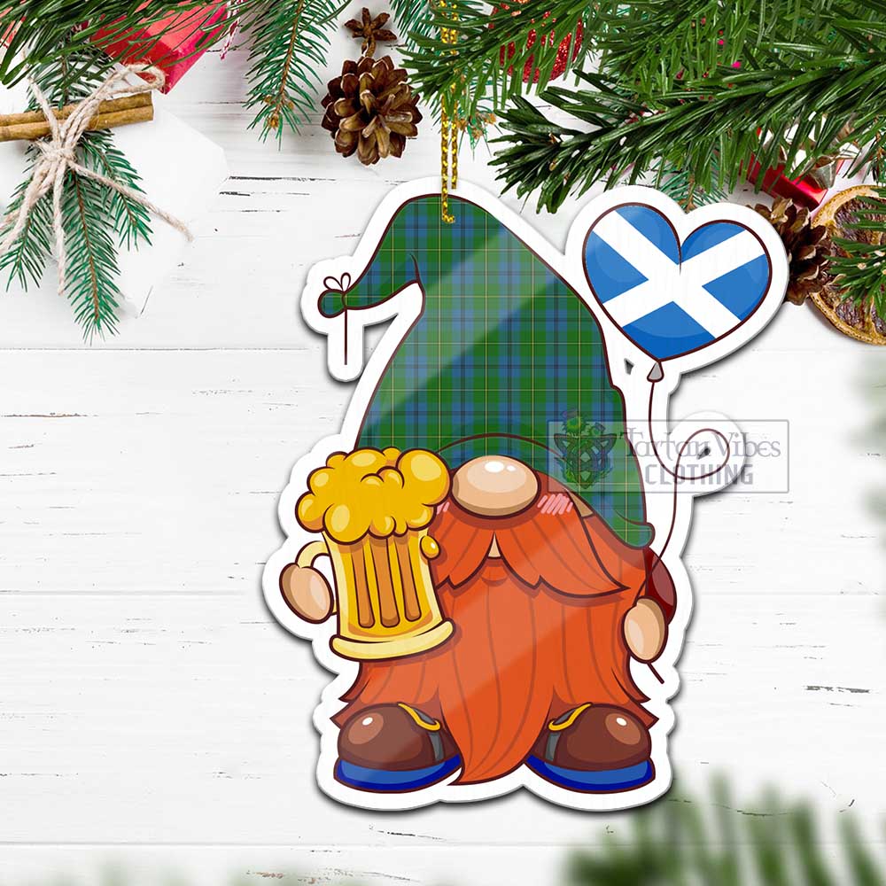 Tartan Vibes Clothing Johnstone (Johnston) Tartan Gnome Holding Beer Glass Christmas Ornament with Personalized National Flag