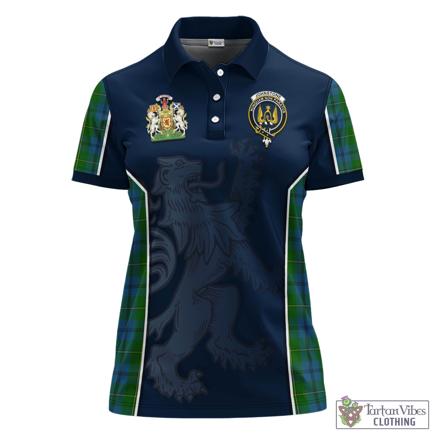 Johnstone (Johnston) Tartan Women's Polo Shirt with Family Crest and Lion Rampant Vibes Sport Style - Tartan Vibes Clothing