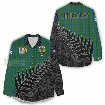 Johnstone (Johnston) Crest Tartan Women's Casual Shirt with New Zealand Silver Fern Half Style