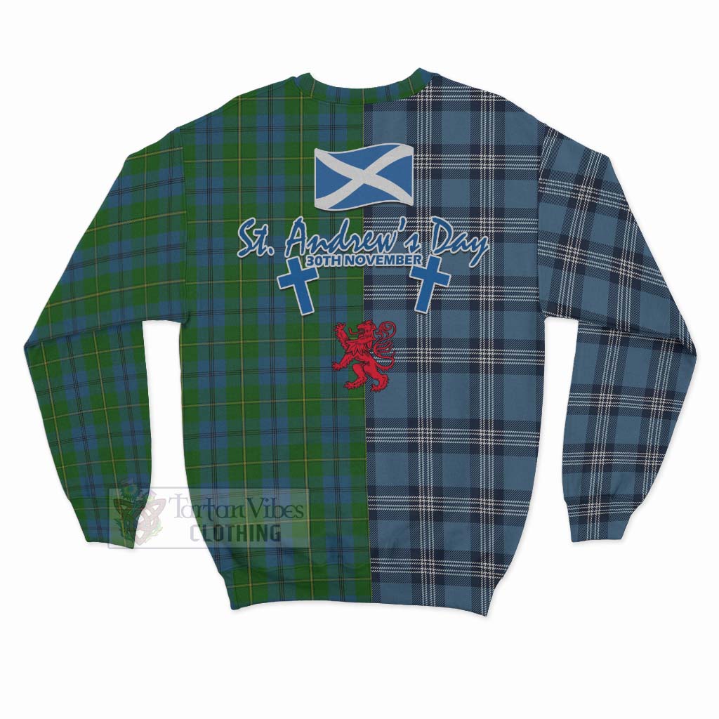 Tartan Vibes Clothing Johnstone (Johnston) Tartan Sweatshirt Happy St. Andrew's Day Half Tartan Style