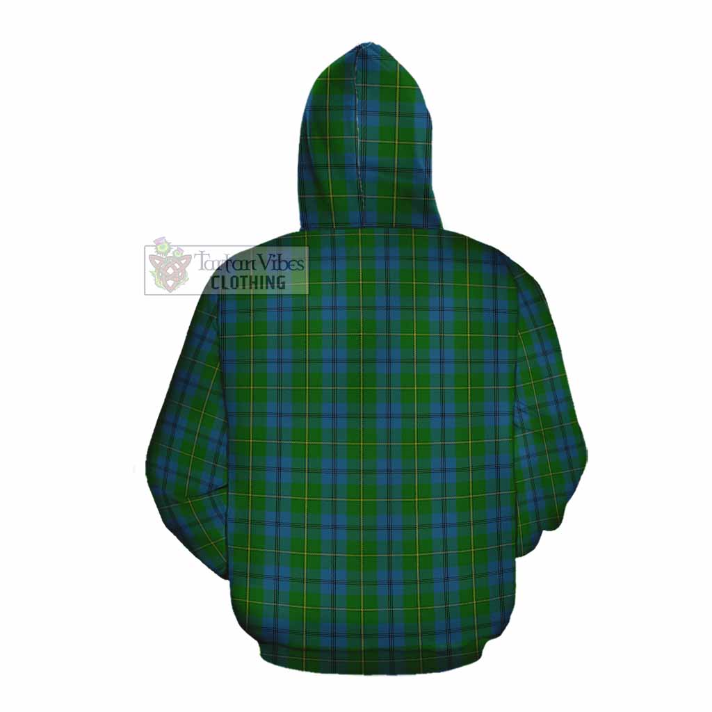 Tartan Vibes Clothing Johnstone (Johnston) Tartan Cotton Hoodie with Family Crest DNA In Me Style