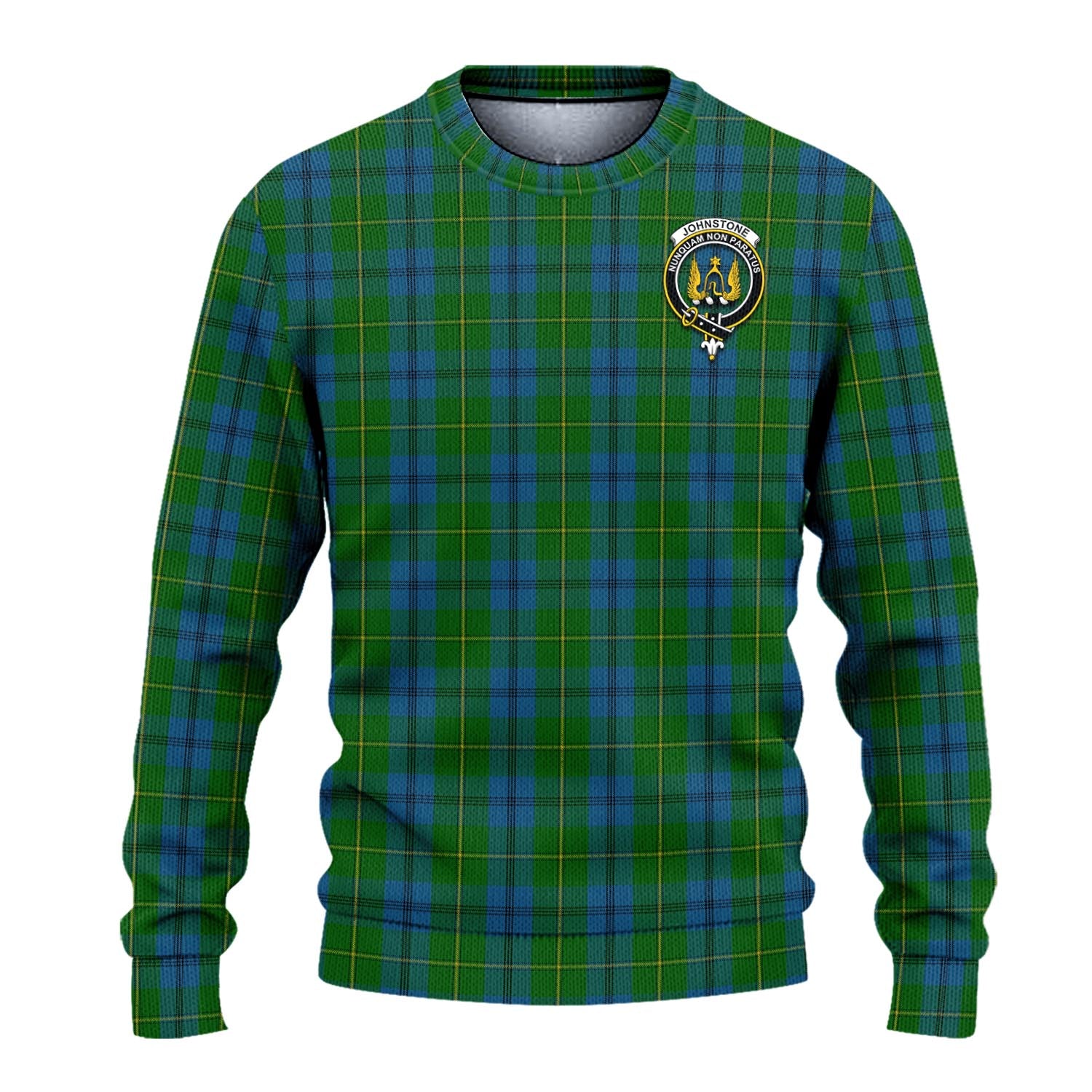 Johnstone-Johnston Tartan Knitted Sweater with Family Crest - Tartanvibesclothing