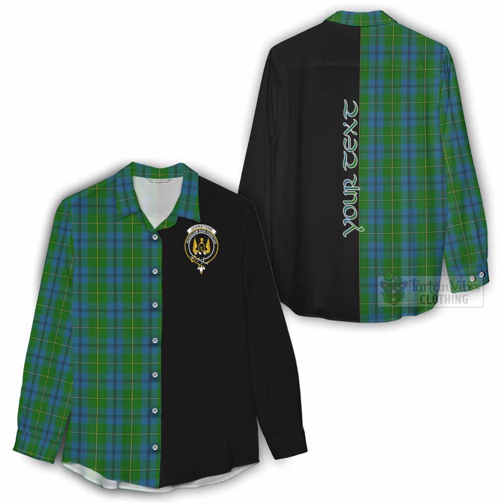 Tartan Vibes Clothing Johnstone (Johnston) Tartan Women's Casual Shirt with Family Crest and Half Of Me Style