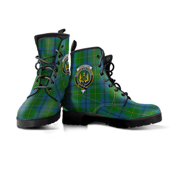 Johnstone (Johnston) Tartan Leather Boots with Family Crest