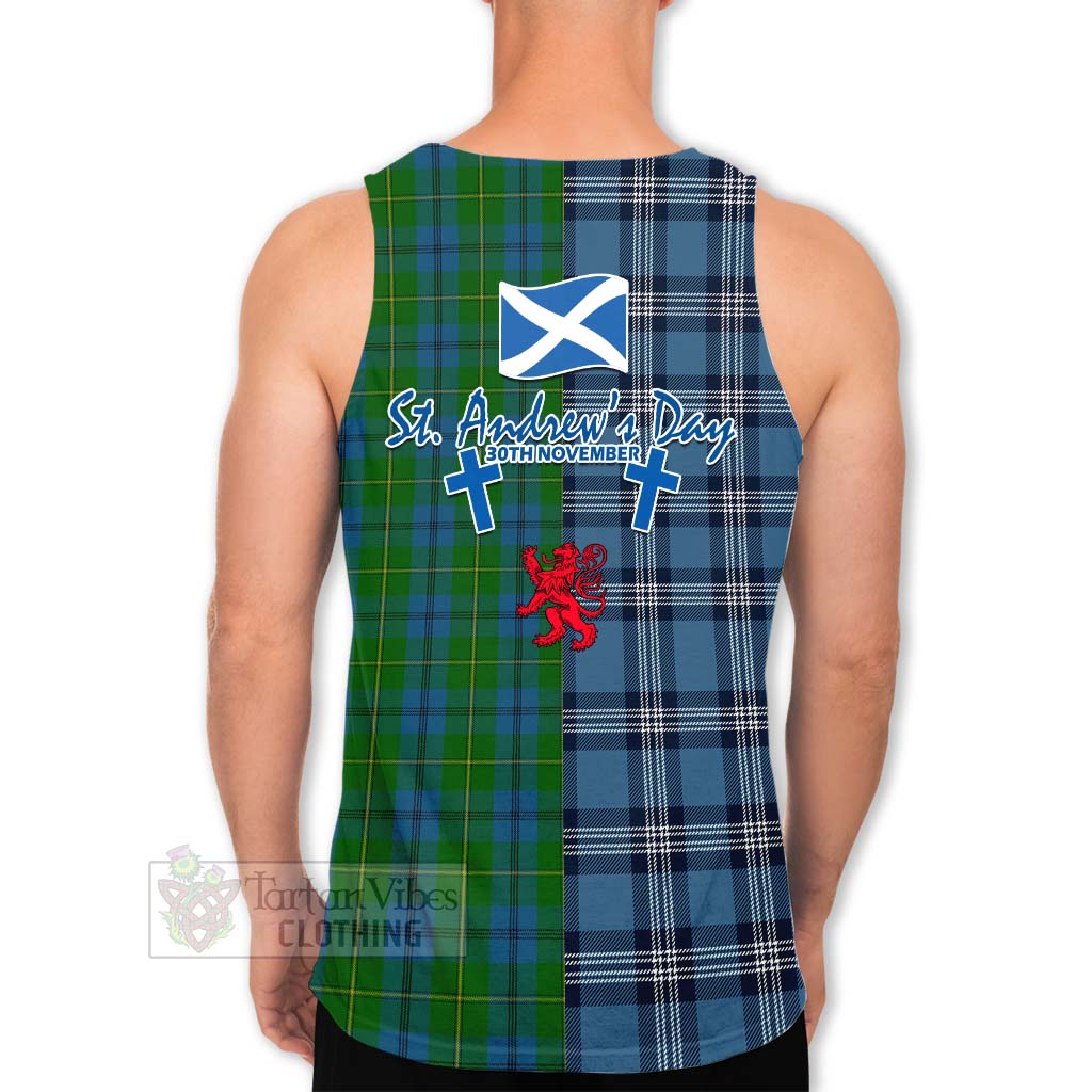 Johnstone (Johnston) Tartan Men's Tank Top Happy St. Andrew's Day Half Tartan Style - Tartan Vibes Clothing