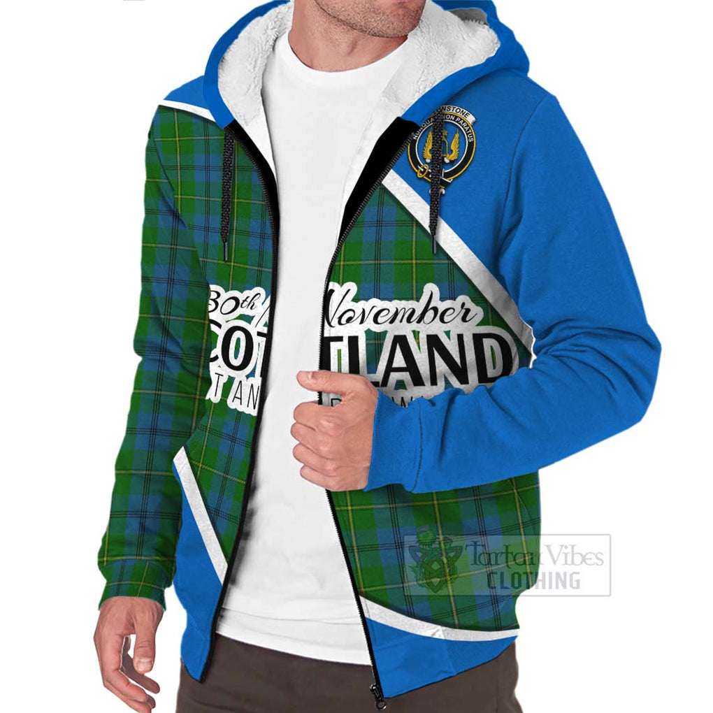 Tartan Vibes Clothing Johnstone (Johnston) Family Crest Tartan Sherpa Hoodie Celebrate Saint Andrew's Day in Style