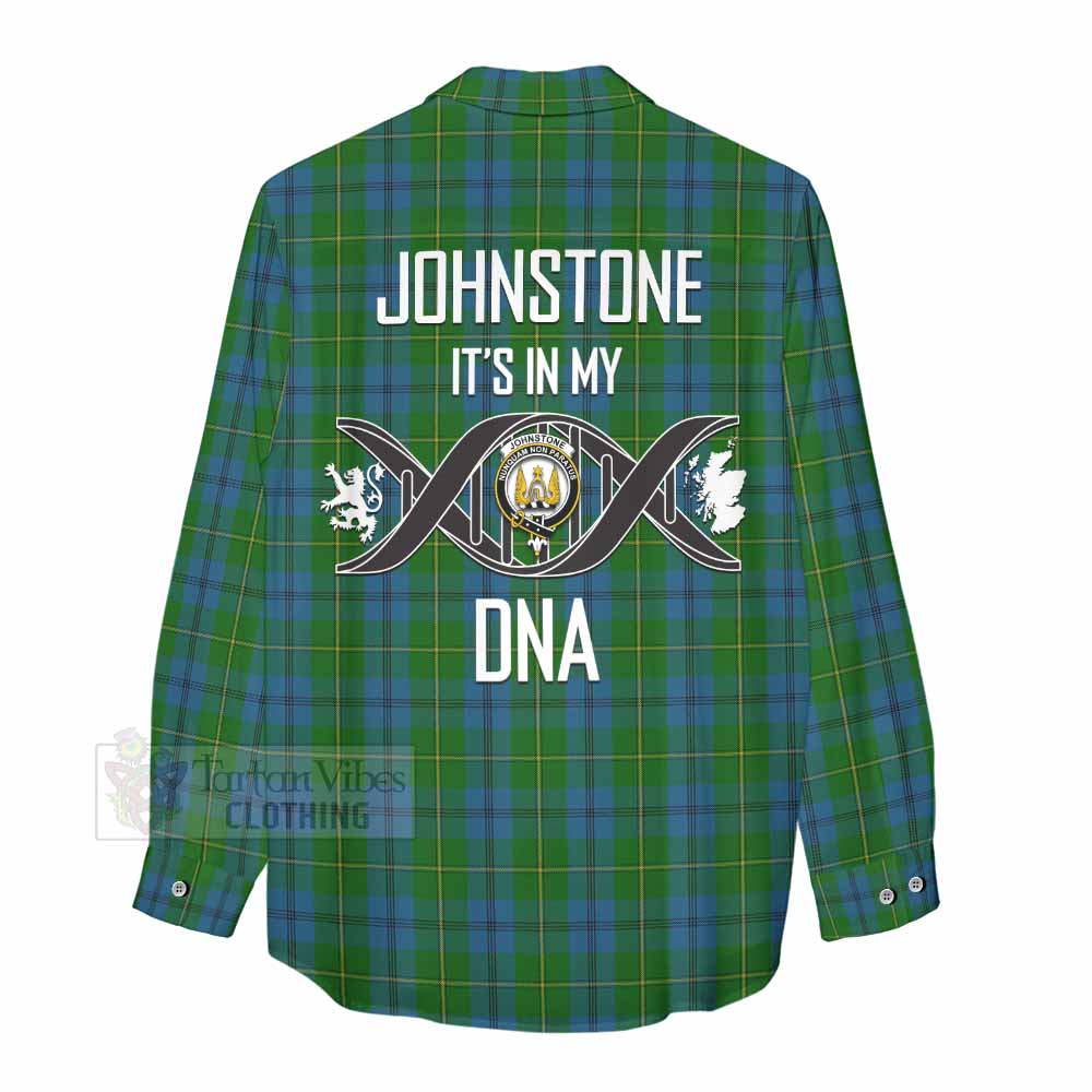 Tartan Vibes Clothing Johnstone (Johnston) Tartan Women's Casual Shirt with Family Crest DNA In Me Style