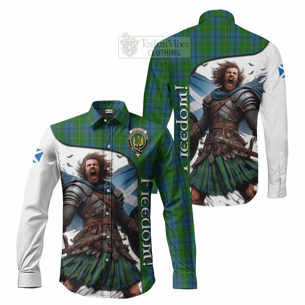 Tartan Vibes Clothing Johnstone (Johnston) Crest Tartan Long Sleeve Button Shirt Inspired by the Freedom of Scottish Warrior