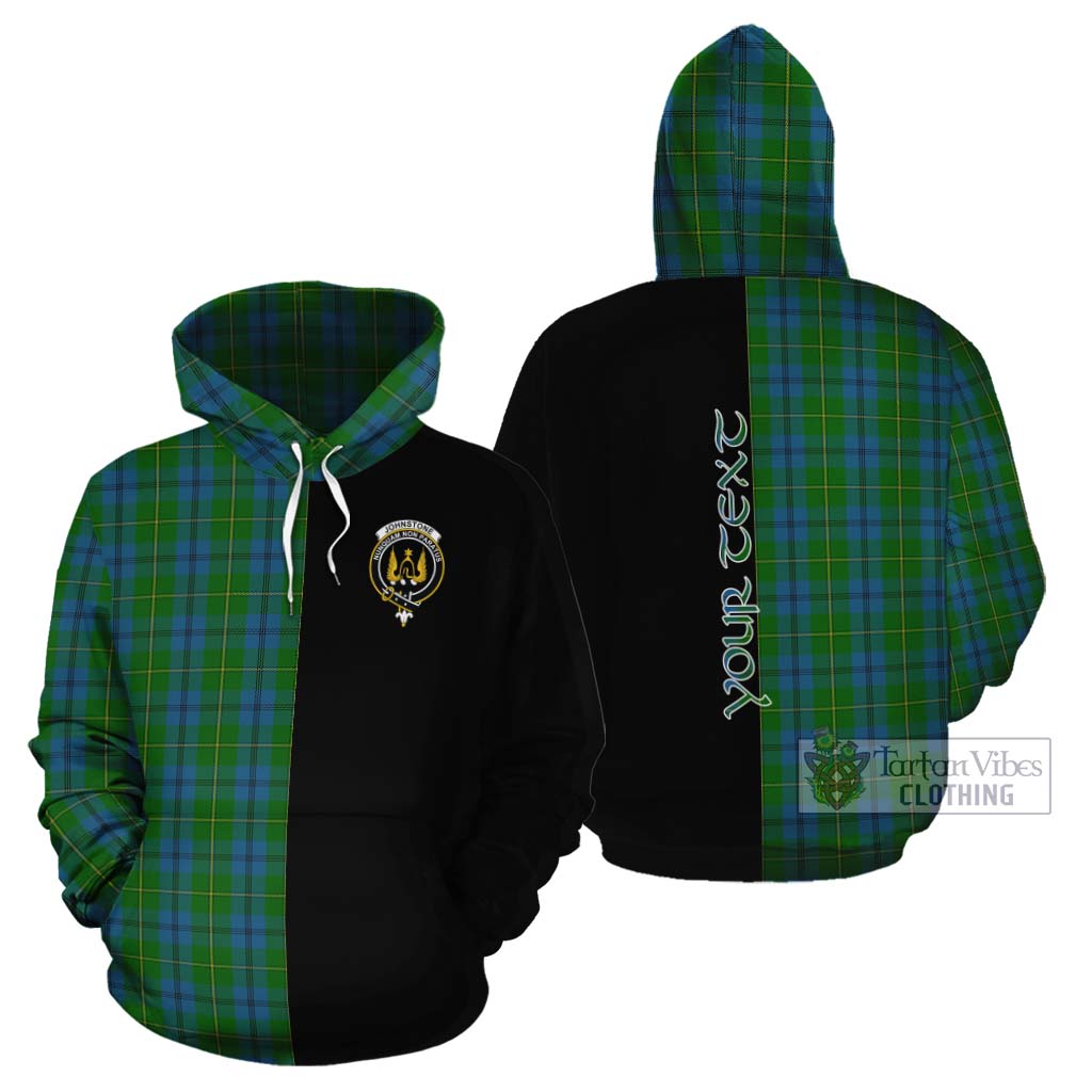 Tartan Vibes Clothing Johnstone (Johnston) Tartan Cotton Hoodie with Family Crest and Half Of Me Style