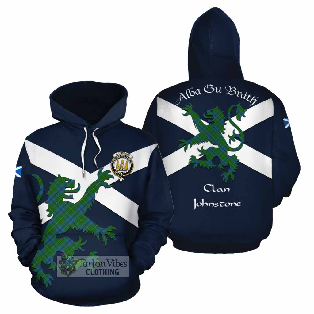 Tartan Vibes Clothing Johnstone (Johnston) Tartan Lion Rampant Cotton Hoodie Proudly Display Your Heritage with Alba Gu Brath and Clan Name