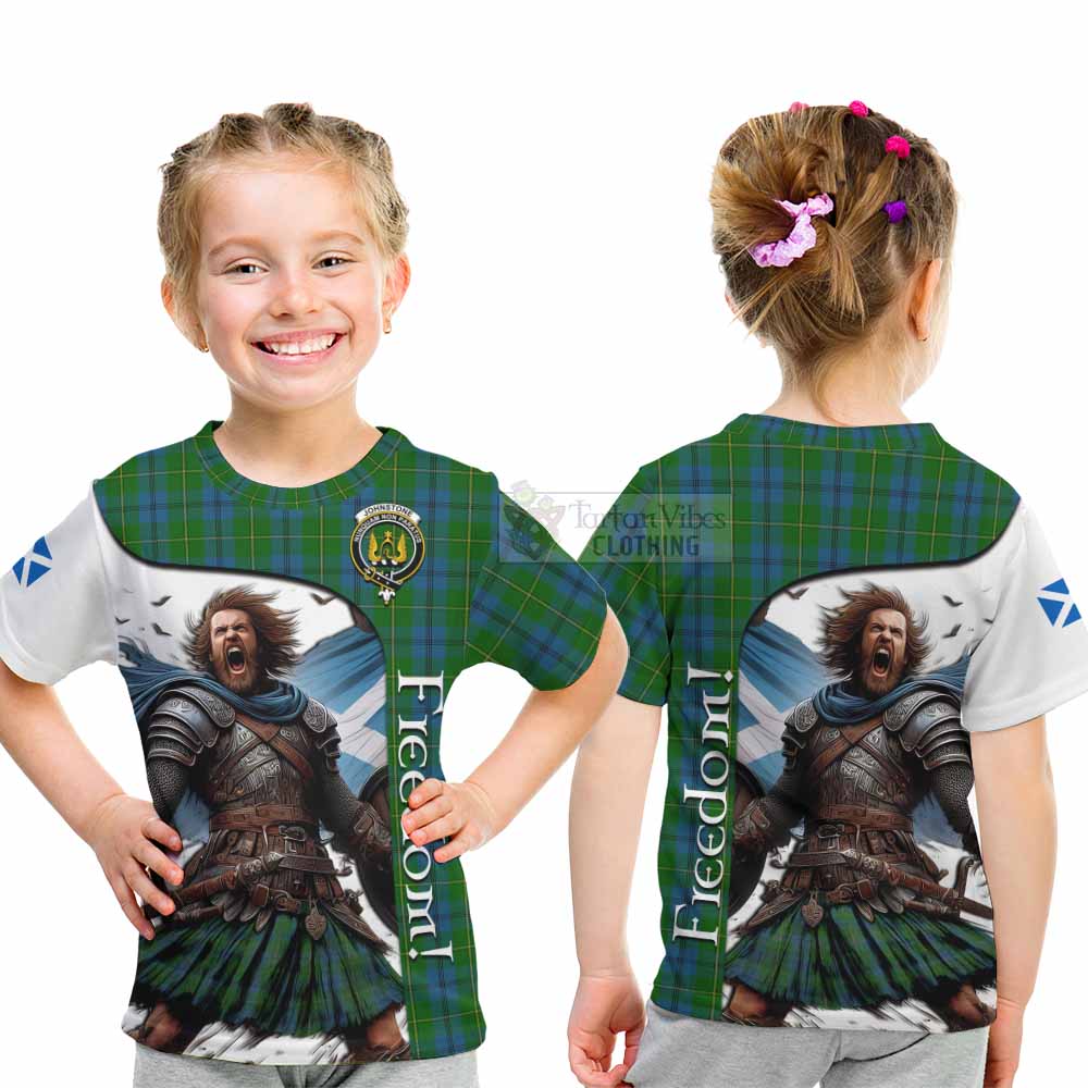 Tartan Vibes Clothing Johnstone (Johnston) Crest Tartan Kid T-Shirt Inspired by the Freedom of Scottish Warrior