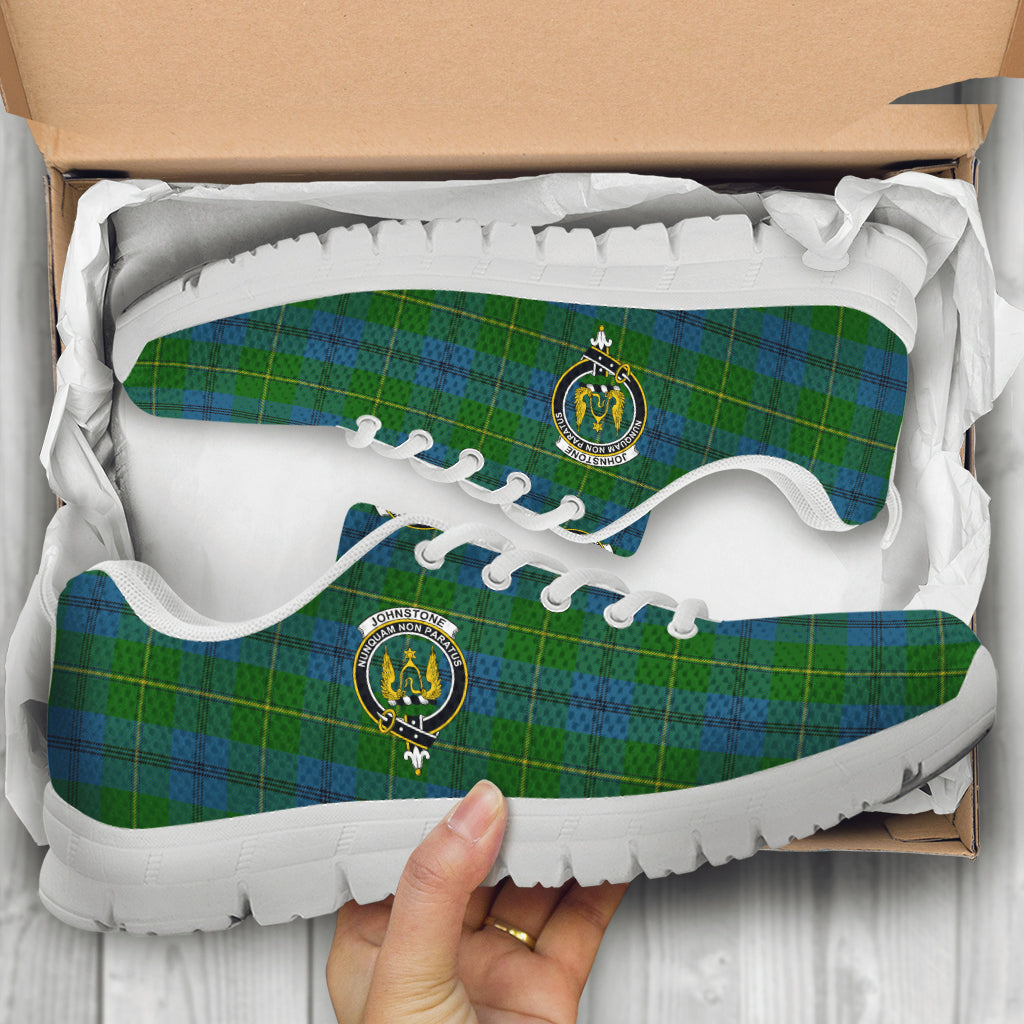 Johnstone (Johnston) Tartan Sneakers with Family Crest - Tartan Vibes Clothing