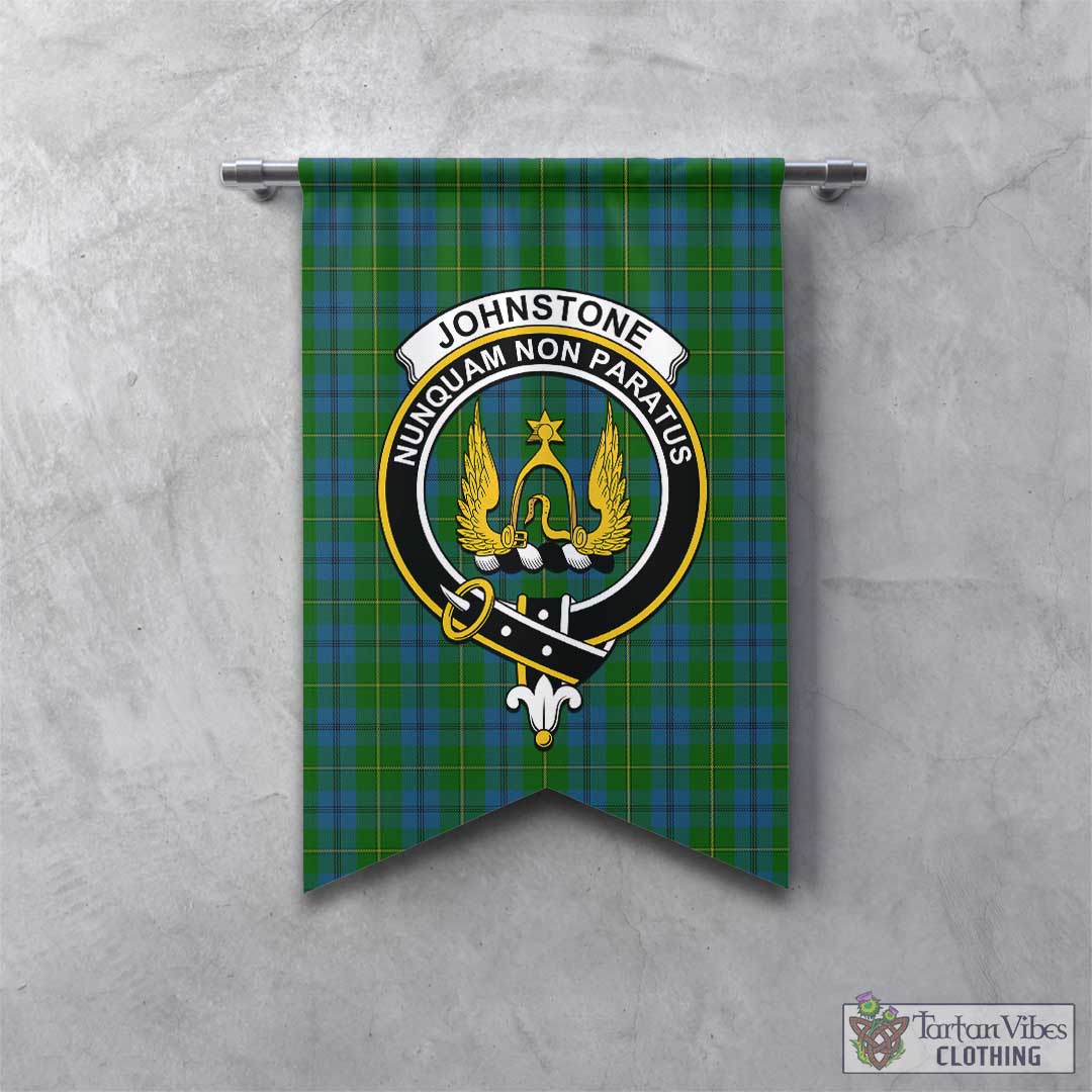 Tartan Vibes Clothing Johnstone-Johnston Tartan Gonfalon, Tartan Banner with Family Crest