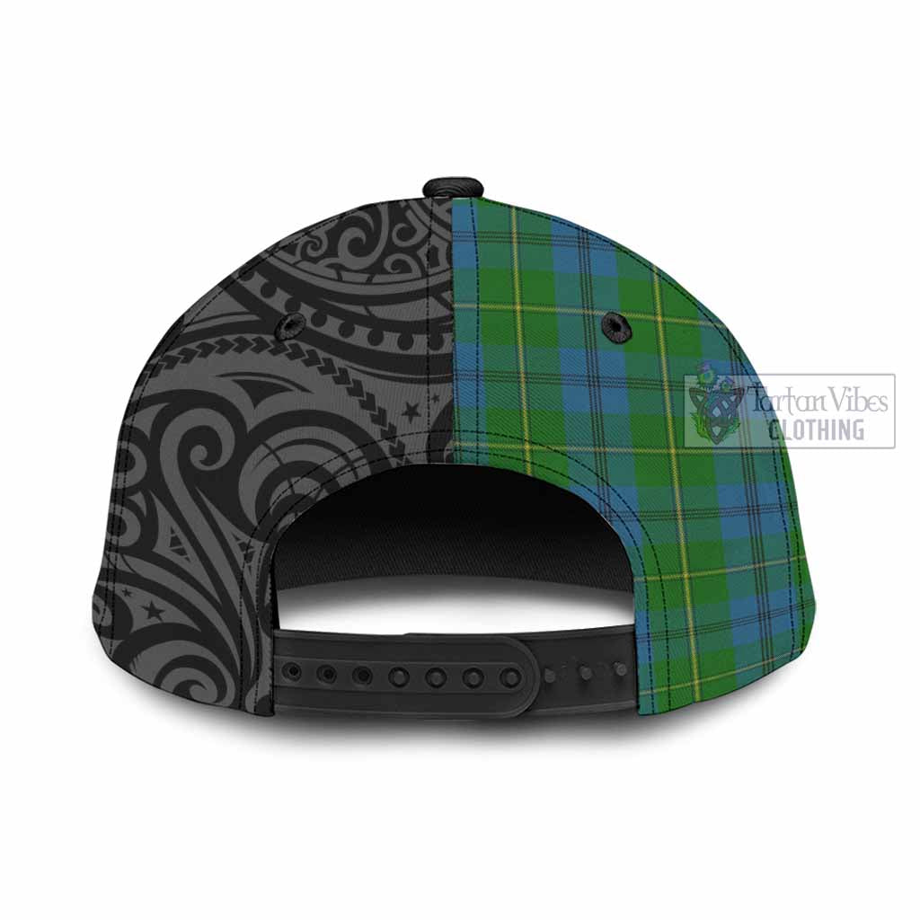 Tartan Vibes Clothing Johnstone (Johnston) Tartan Classic Cap with New Zealand Silver Fern Half Style