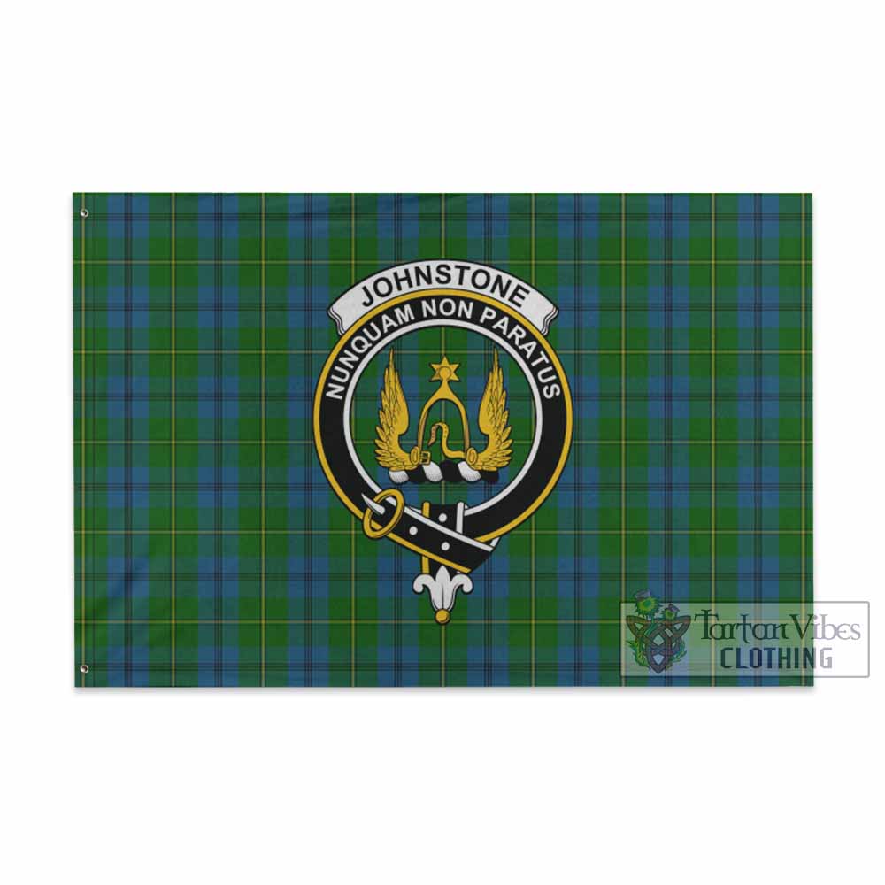 Tartan Vibes Clothing Johnstone (Johnston) Tartan House Flag with Family Crest