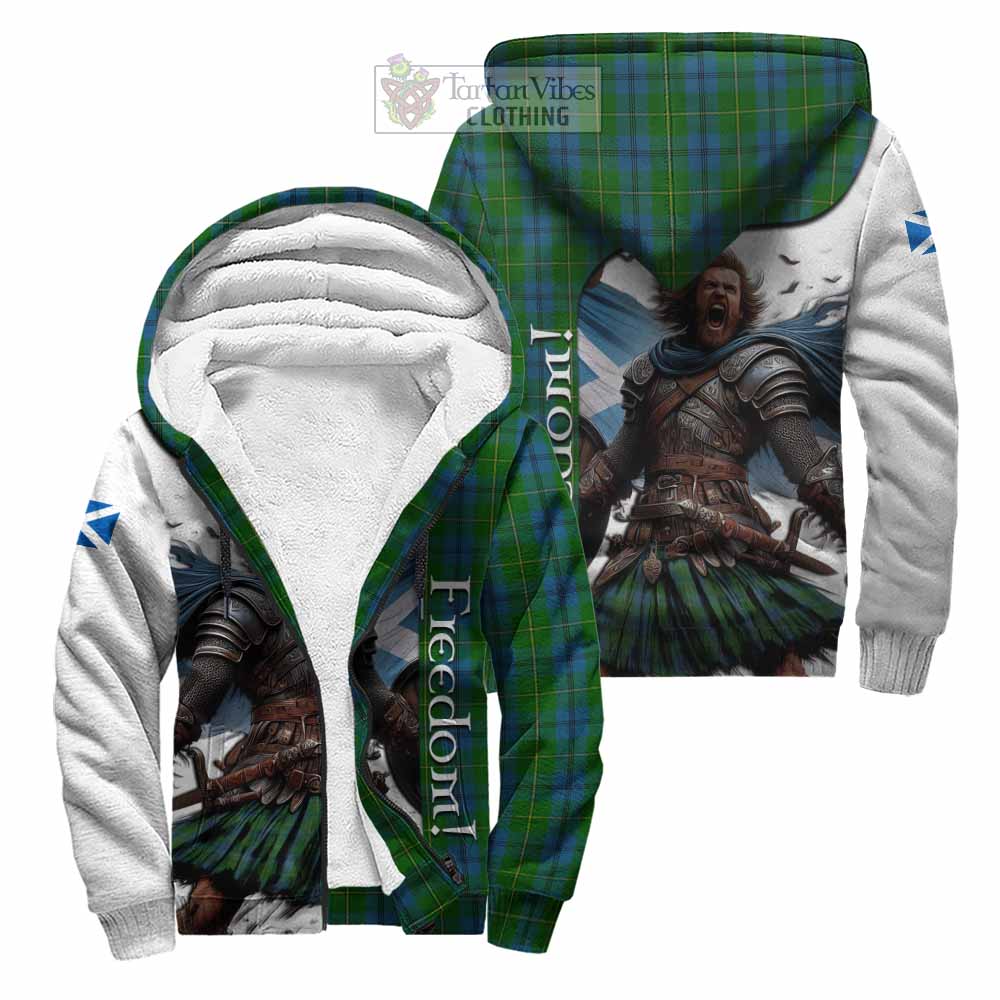 Tartan Vibes Clothing Johnstone (Johnston) Crest Tartan Sherpa Hoodie Inspired by the Freedom of Scottish Warrior