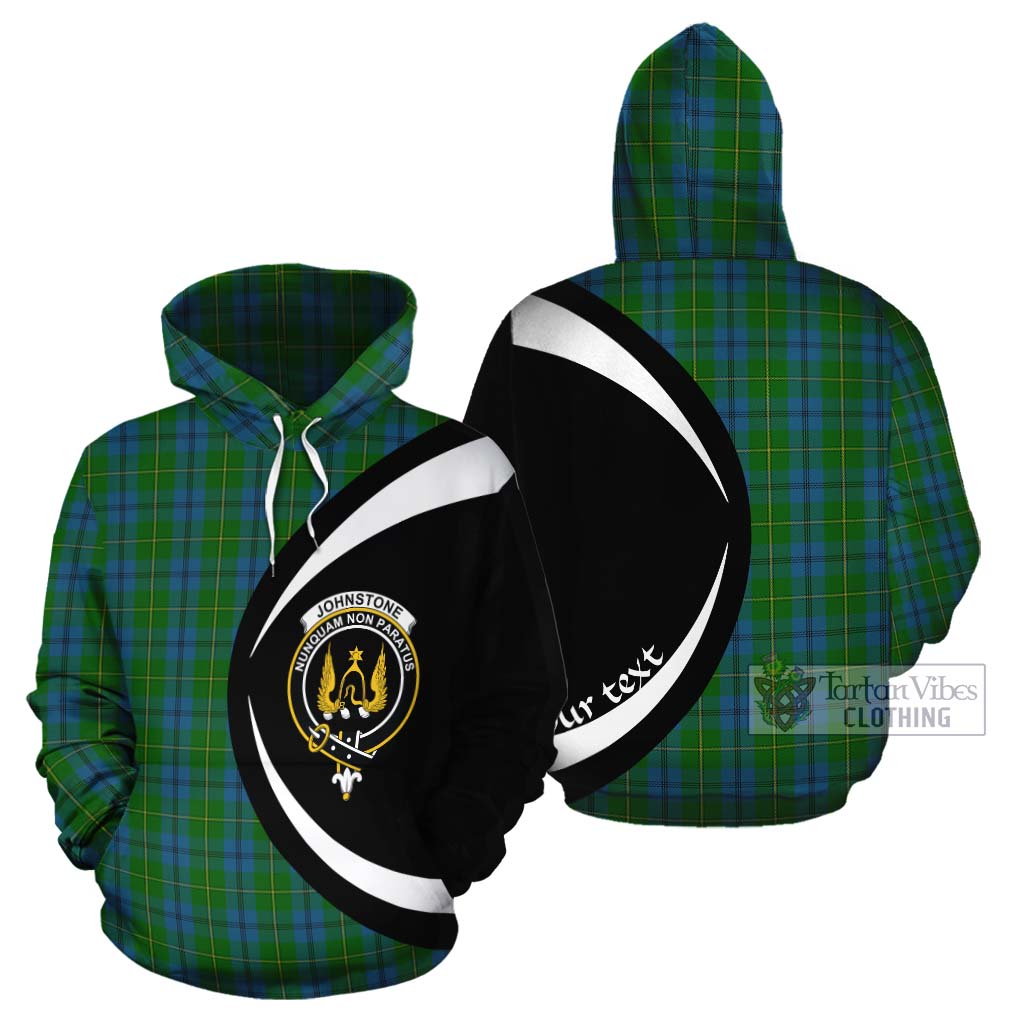 Tartan Vibes Clothing Johnstone (Johnston) Tartan Cotton Hoodie with Family Crest Circle Style