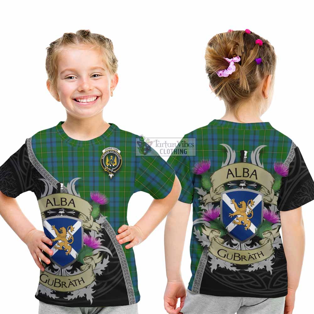 Johnstone (Johnston) Tartan Family Crest Kid T-Shirt Lion Rampant Royal Thistle Shield Celtic Inspired - Tartan Vibes Clothing