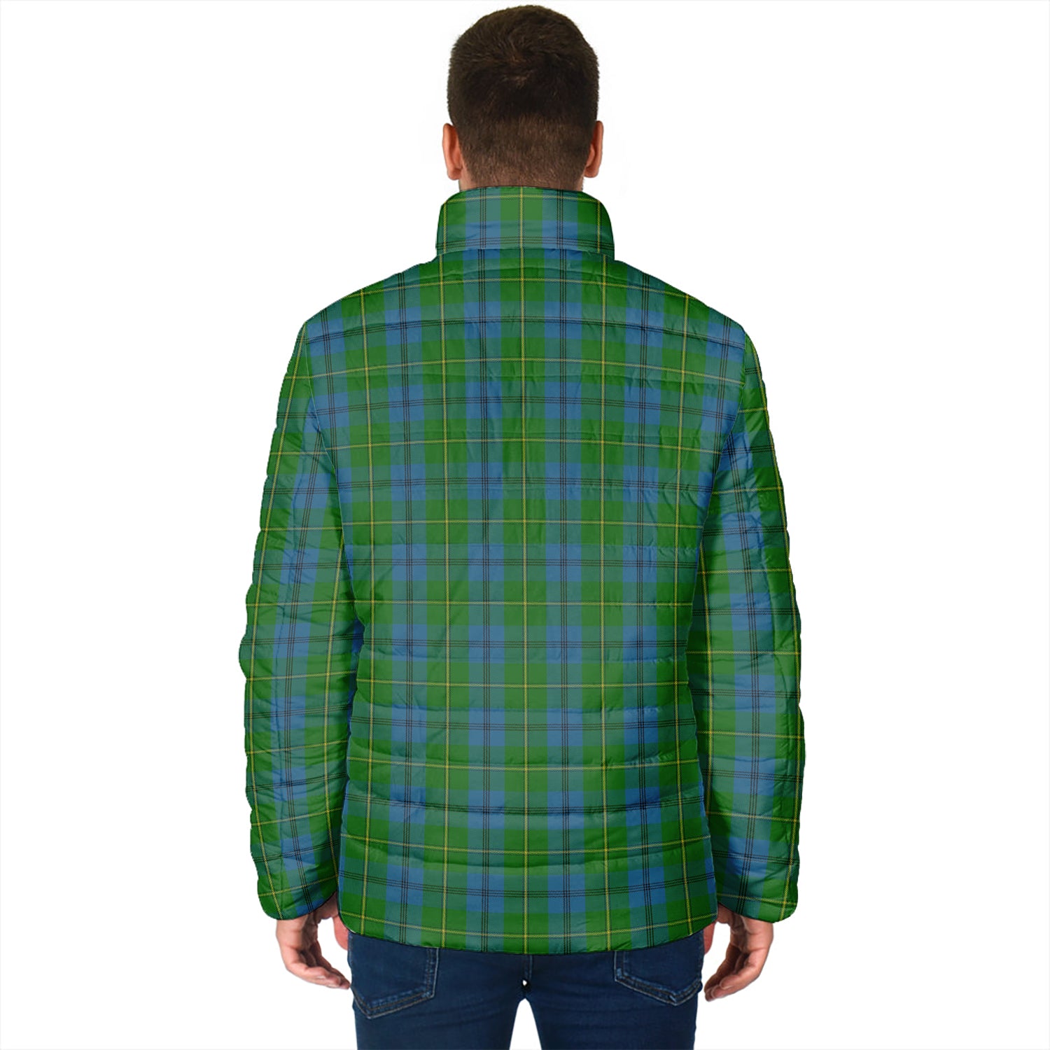 Johnstone (Johnston) Tartan Padded Jacket with Family Crest - Tartan Vibes Clothing