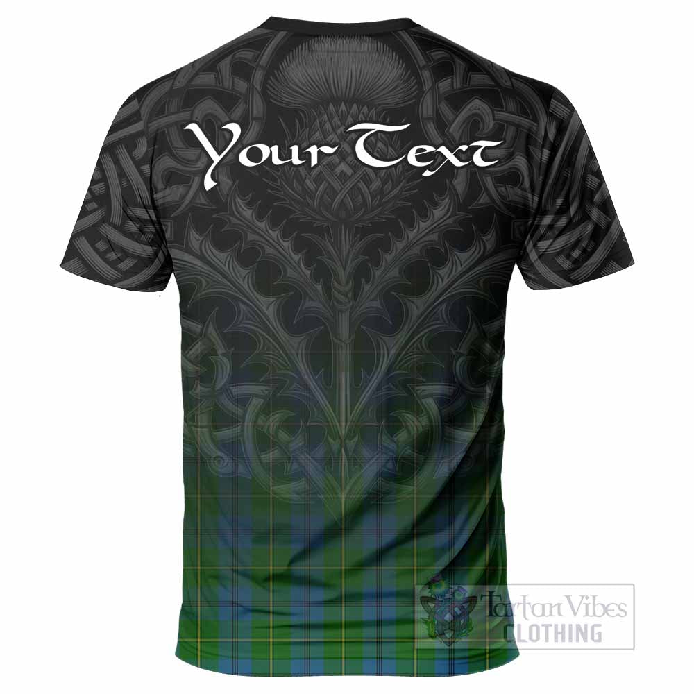 Tartan Vibes Clothing Johnstone (Johnston) Tartan T-Shirt with Family Crest Celtic Thistle Vibes