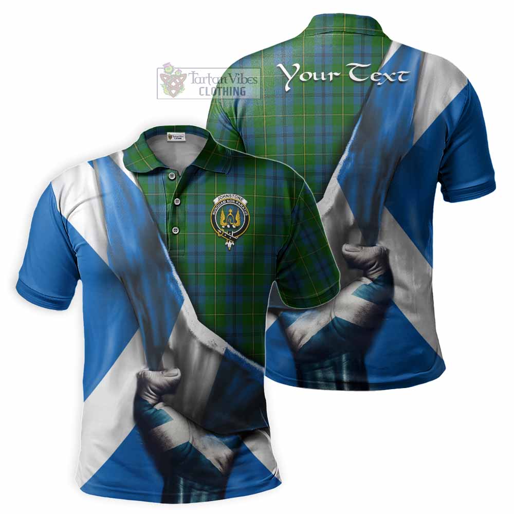 Tartan Vibes Clothing Johnstone (Johnston) Tartan Polo Shirt with Family Crest Scotland Patriotic Style