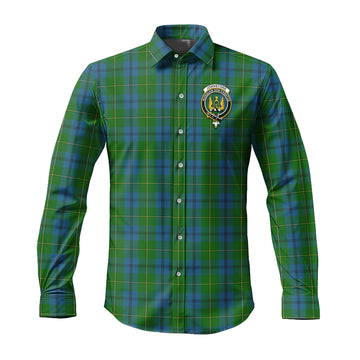 Johnstone (Johnston) Tartan Long Sleeve Button Up Shirt with Family Crest