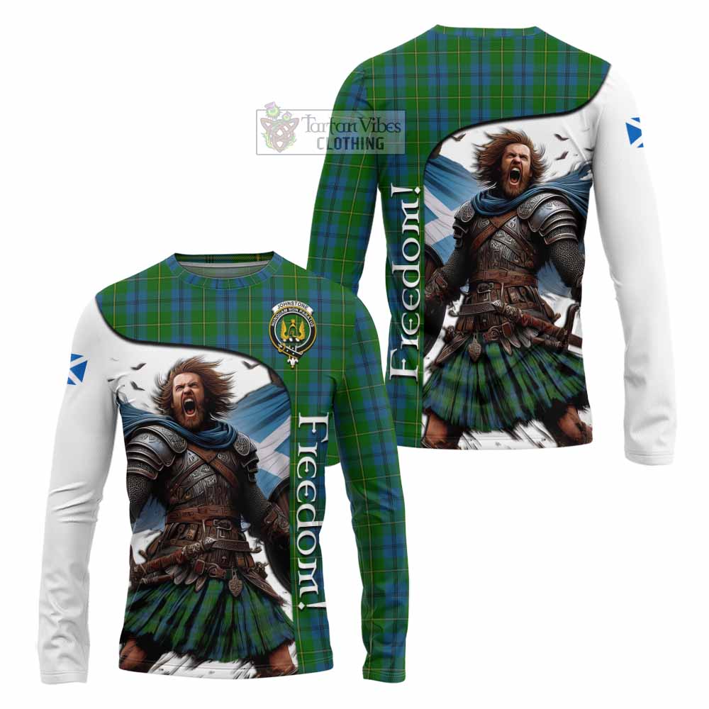 Tartan Vibes Clothing Johnstone (Johnston) Crest Tartan Long Sleeve T-Shirt Inspired by the Freedom of Scottish Warrior