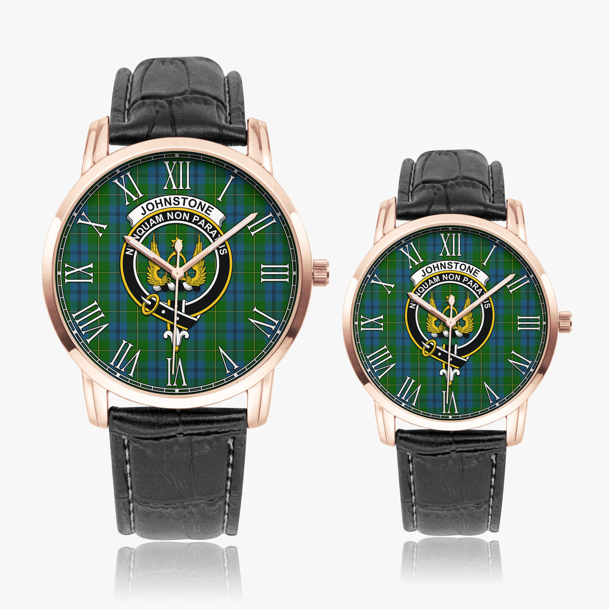 Johnstone (Johnston) Tartan Family Crest Leather Strap Quartz Watch - Tartan Vibes Clothing