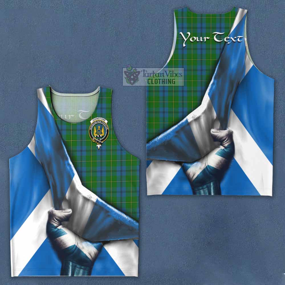 Tartan Vibes Clothing Johnstone (Johnston) Tartan Men's Tank Top with Family Crest Scotland Patriotic Style