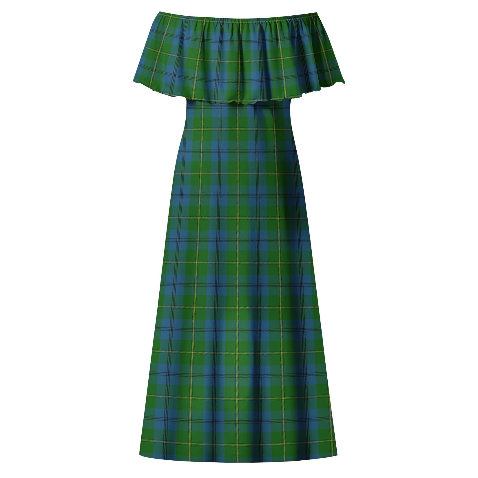 Johnstone-Johnston Tartan Off Shoulder Long Dress - Tartanvibesclothing