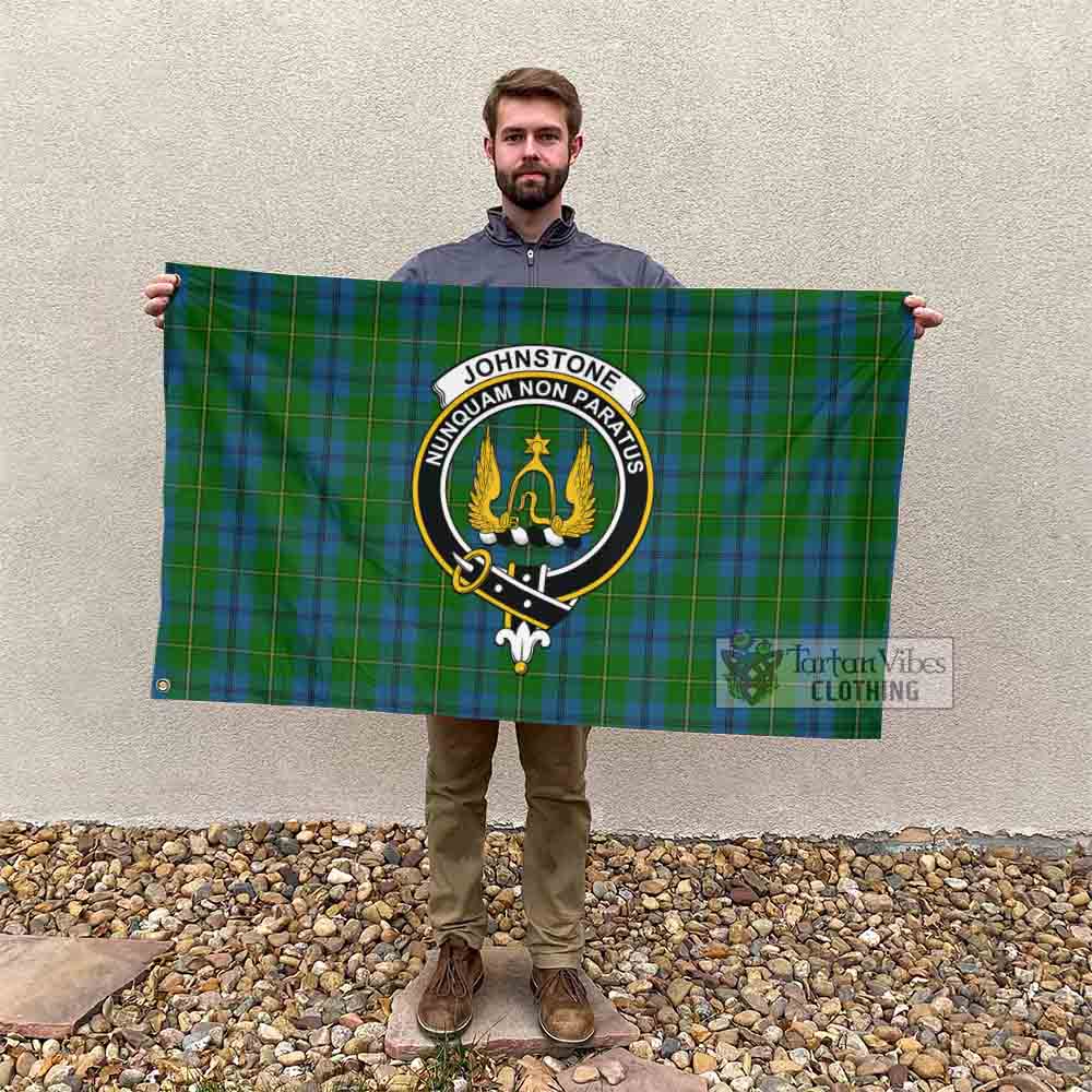 Tartan Vibes Clothing Johnstone (Johnston) Tartan House Flag with Family Crest