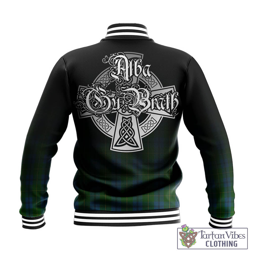 Tartan Vibes Clothing Johnstone-Johnston Tartan Baseball Jacket Featuring Alba Gu Brath Family Crest Celtic Inspired