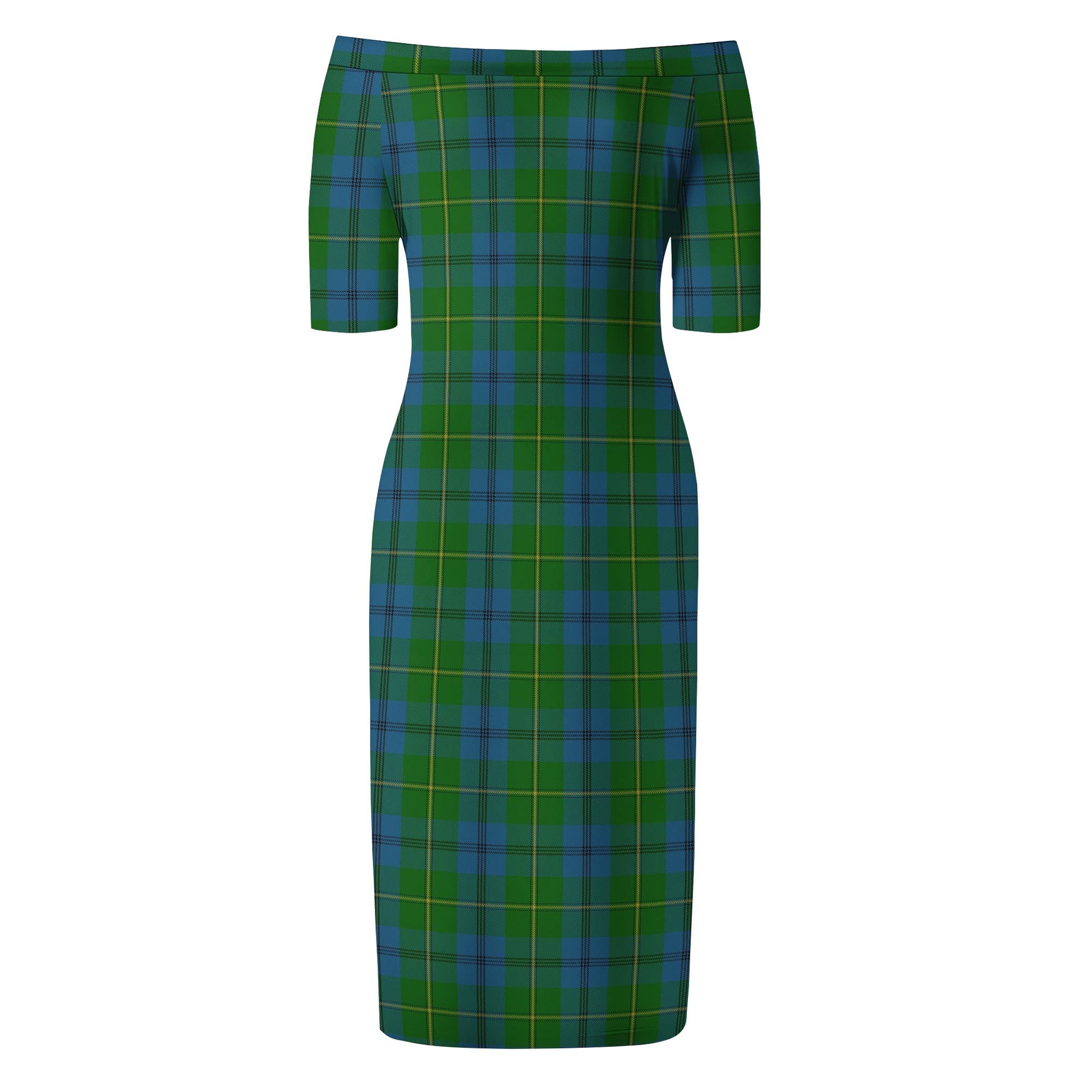 Johnstone-Johnston Tartan Off Shoulder Lady Dress - Tartanvibesclothing