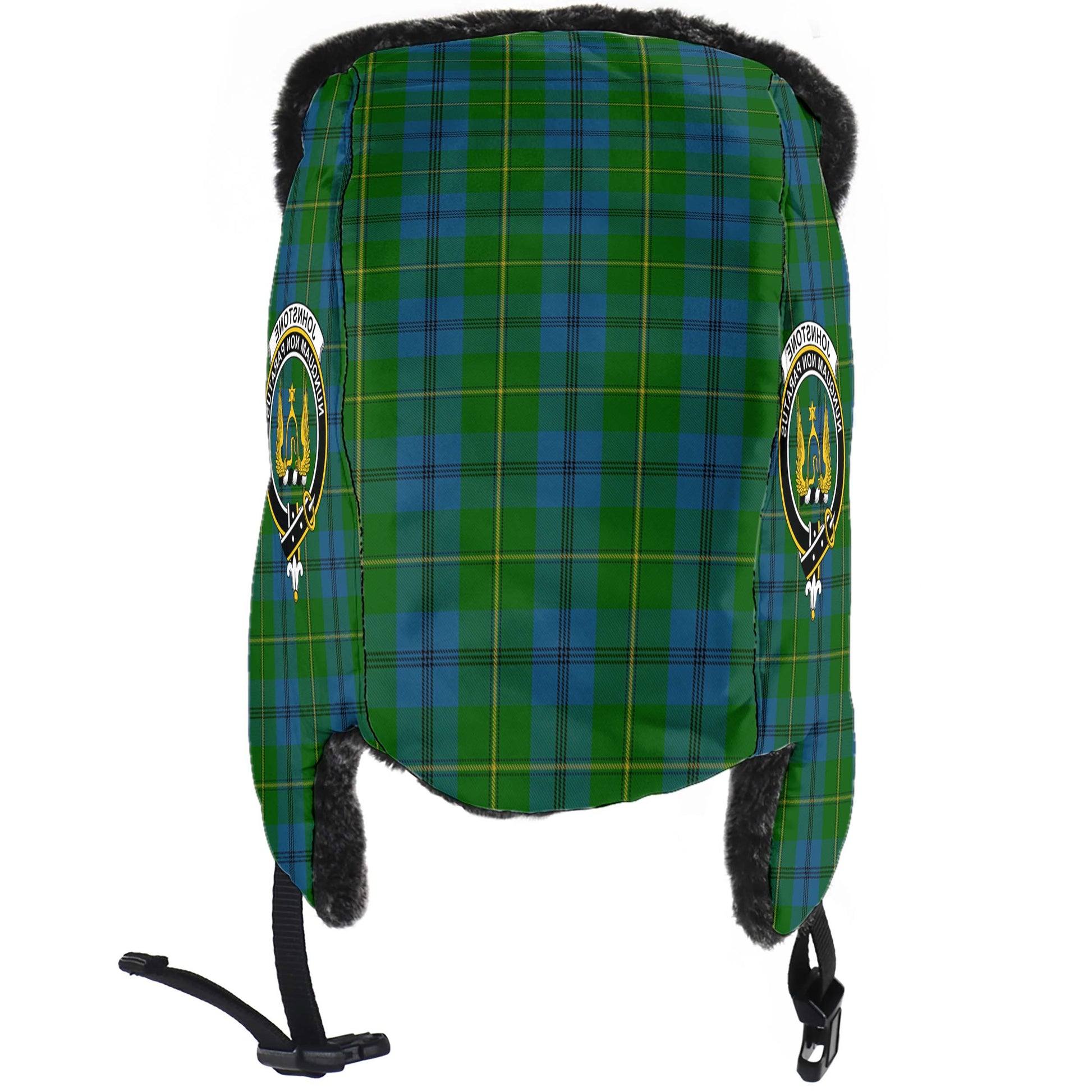 Johnstone-Johnston Tartan Winter Trapper Hat with Family Crest - Tartanvibesclothing