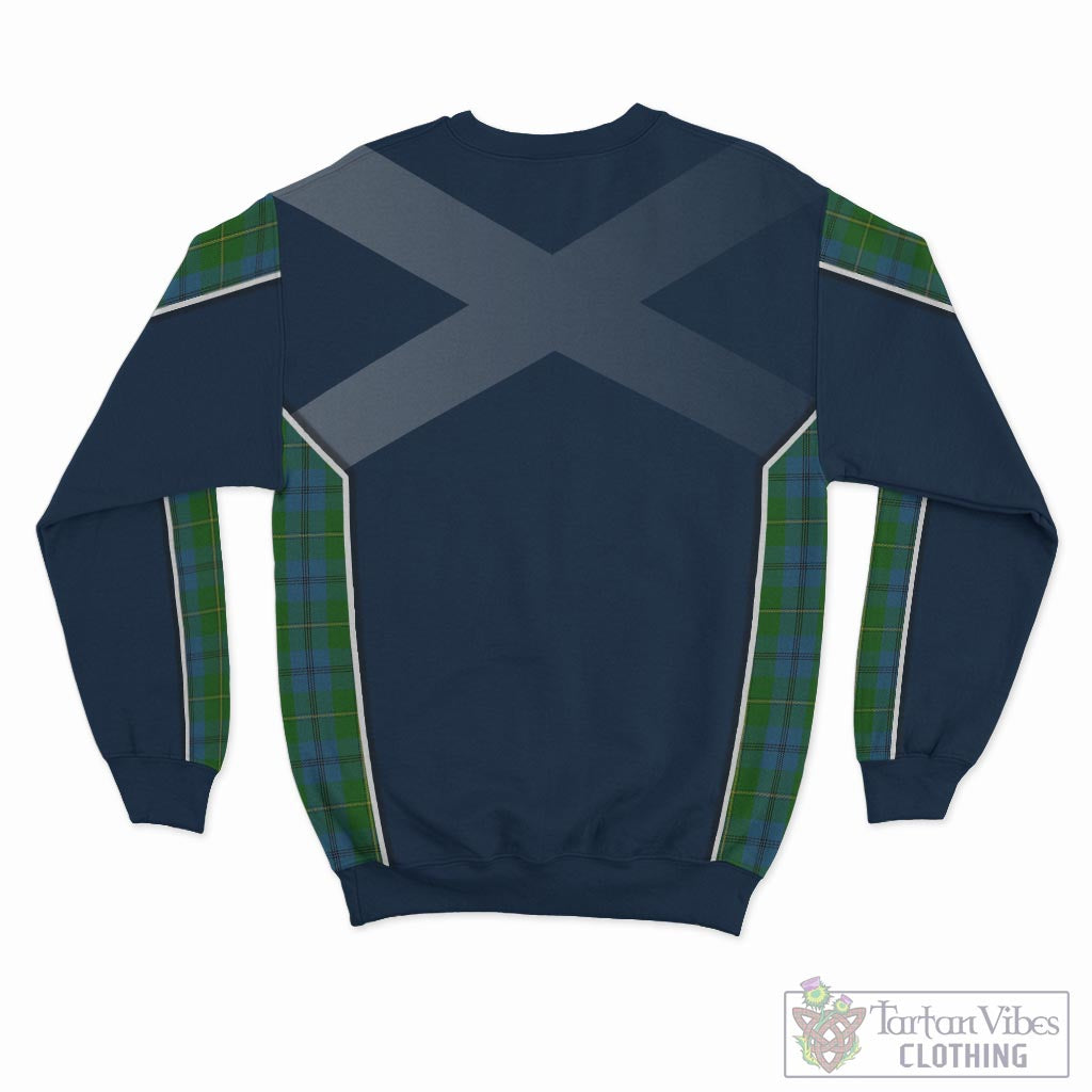 Tartan Vibes Clothing Johnstone-Johnston Tartan Sweatshirt with Family Crest and Scottish Thistle Vibes Sport Style