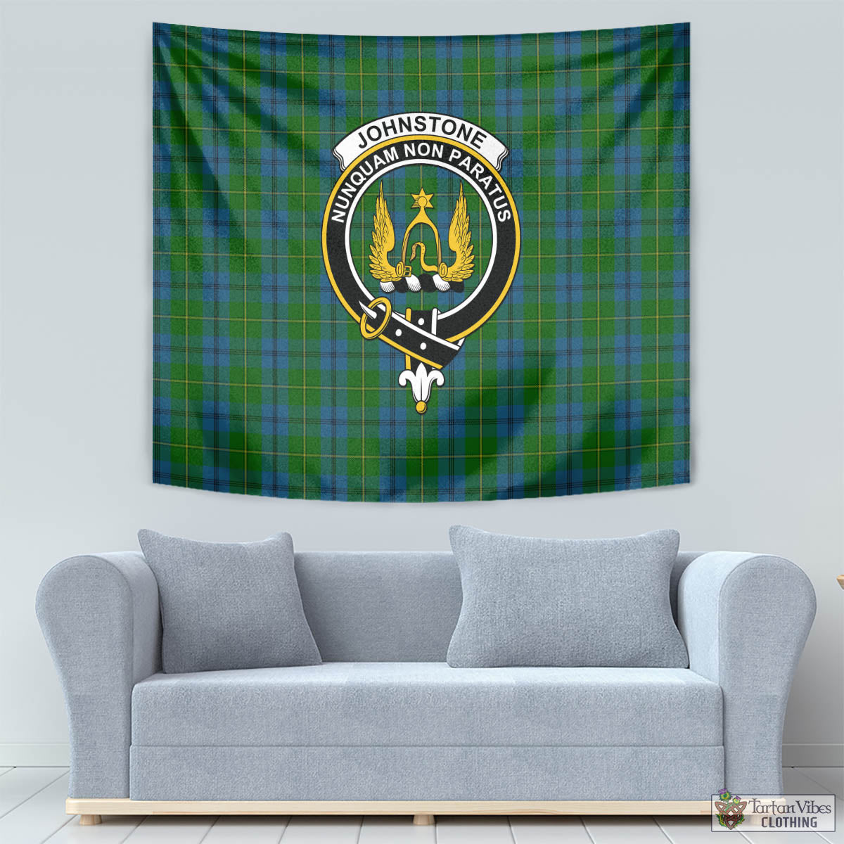 Tartan Vibes Clothing Johnstone-Johnston Tartan Tapestry Wall Hanging and Home Decor for Room with Family Crest