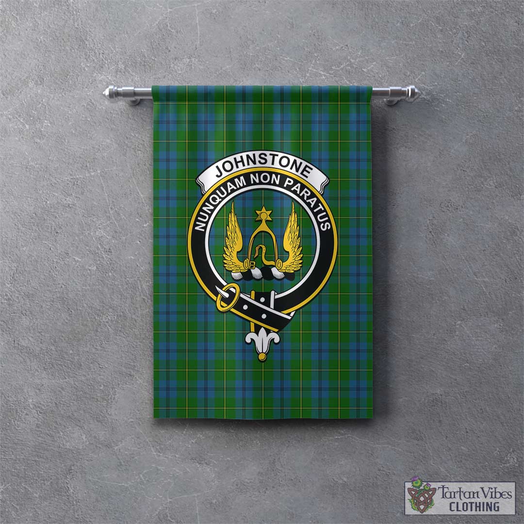 Tartan Vibes Clothing Johnstone-Johnston Tartan Gonfalon, Tartan Banner with Family Crest