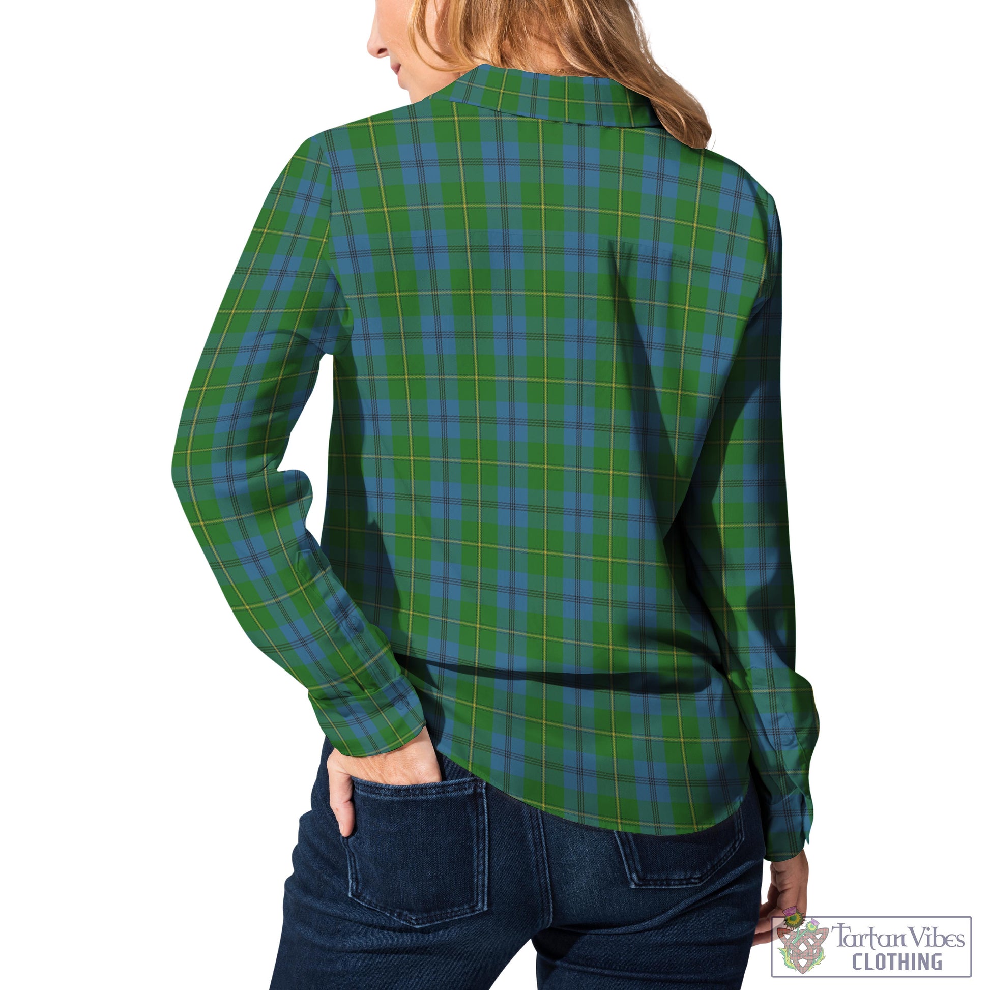 Tartan Vibes Clothing Johnstone-Johnston Tartan Womens Casual Shirt with Family Crest