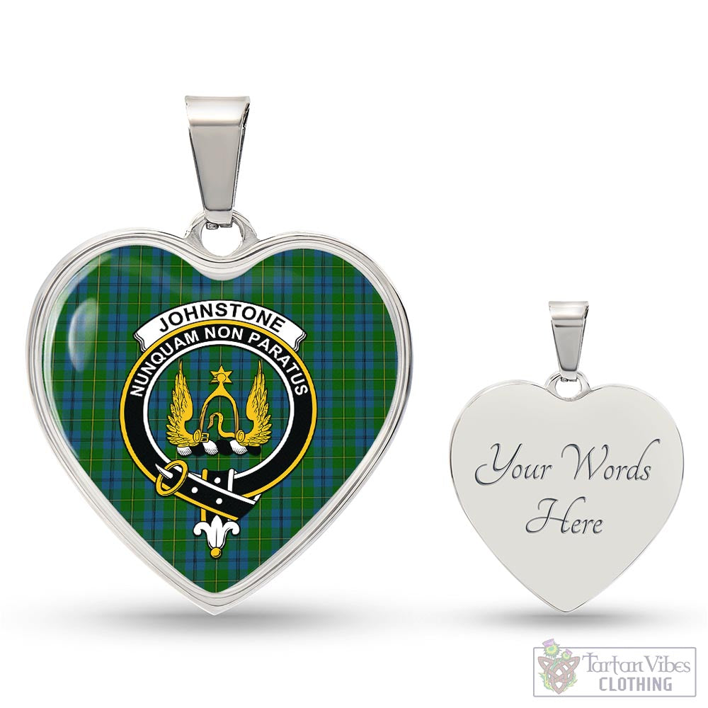 Tartan Vibes Clothing Johnstone-Johnston Tartan Heart Necklace with Family Crest