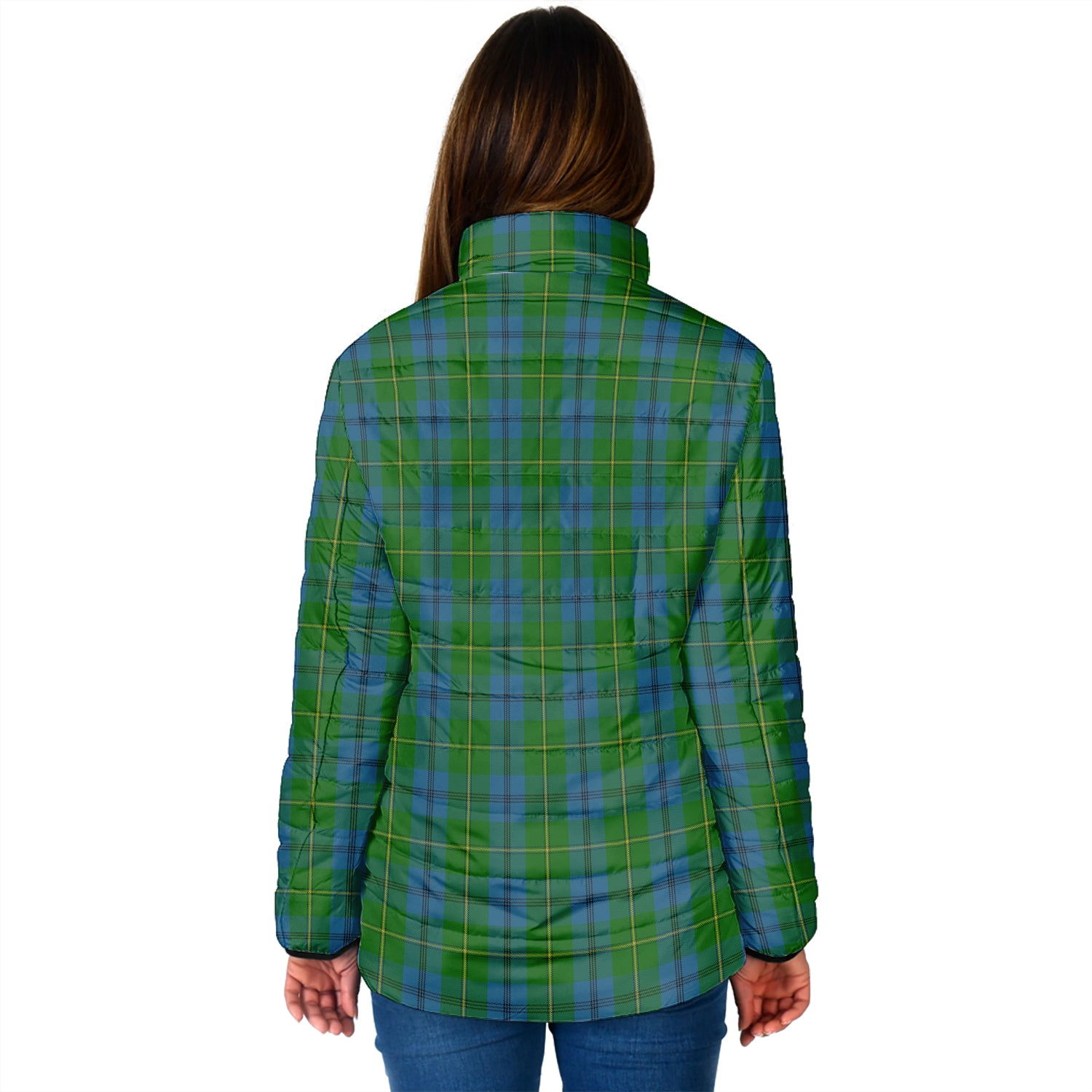 Johnstone (Johnston) Tartan Padded Jacket with Family Crest - Tartan Vibes Clothing