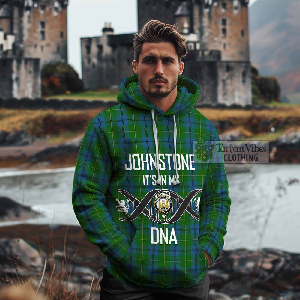 Tartan Vibes Clothing Johnstone (Johnston) Tartan Cotton Hoodie with Family Crest DNA In Me Style