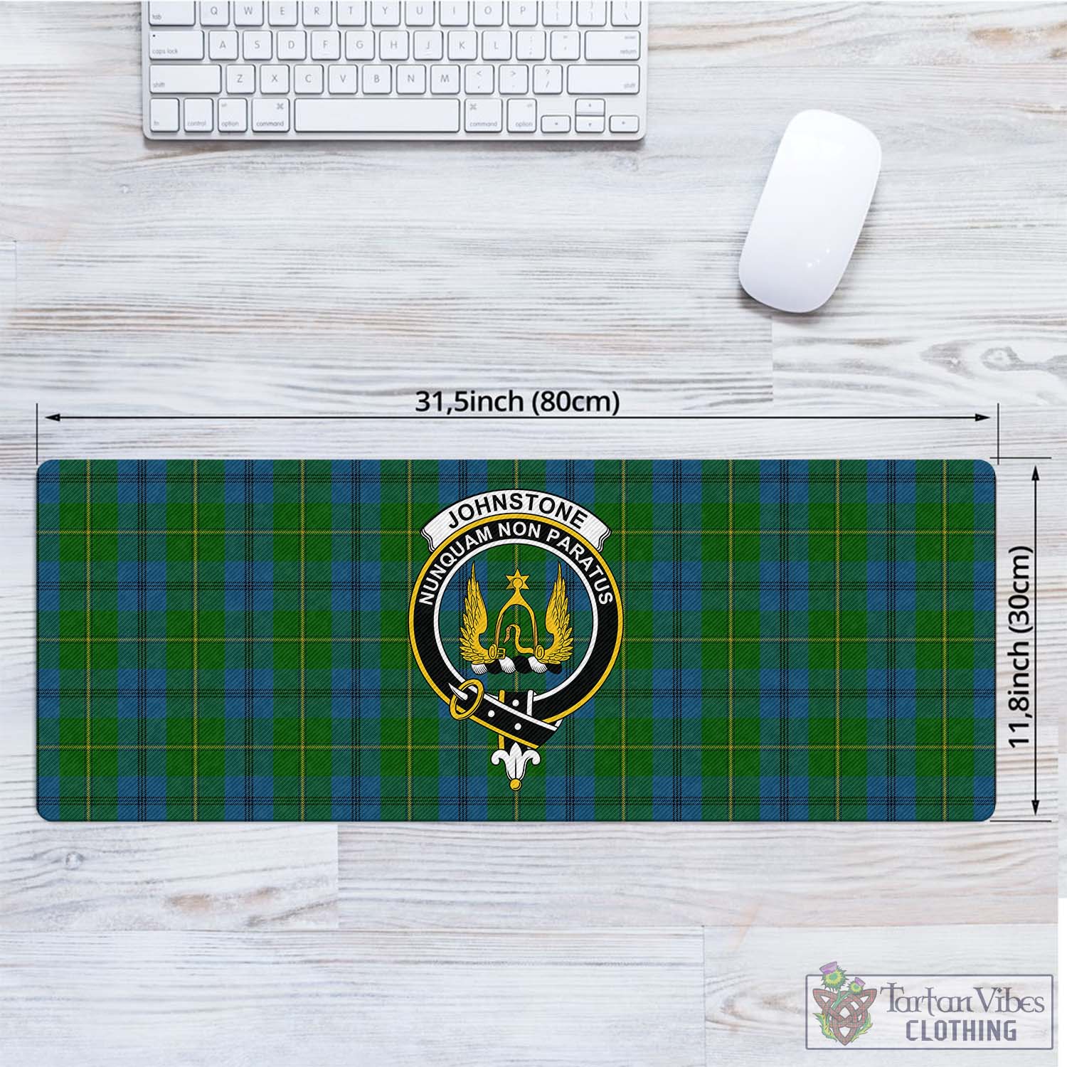 Tartan Vibes Clothing Johnstone-Johnston Tartan Mouse Pad with Family Crest