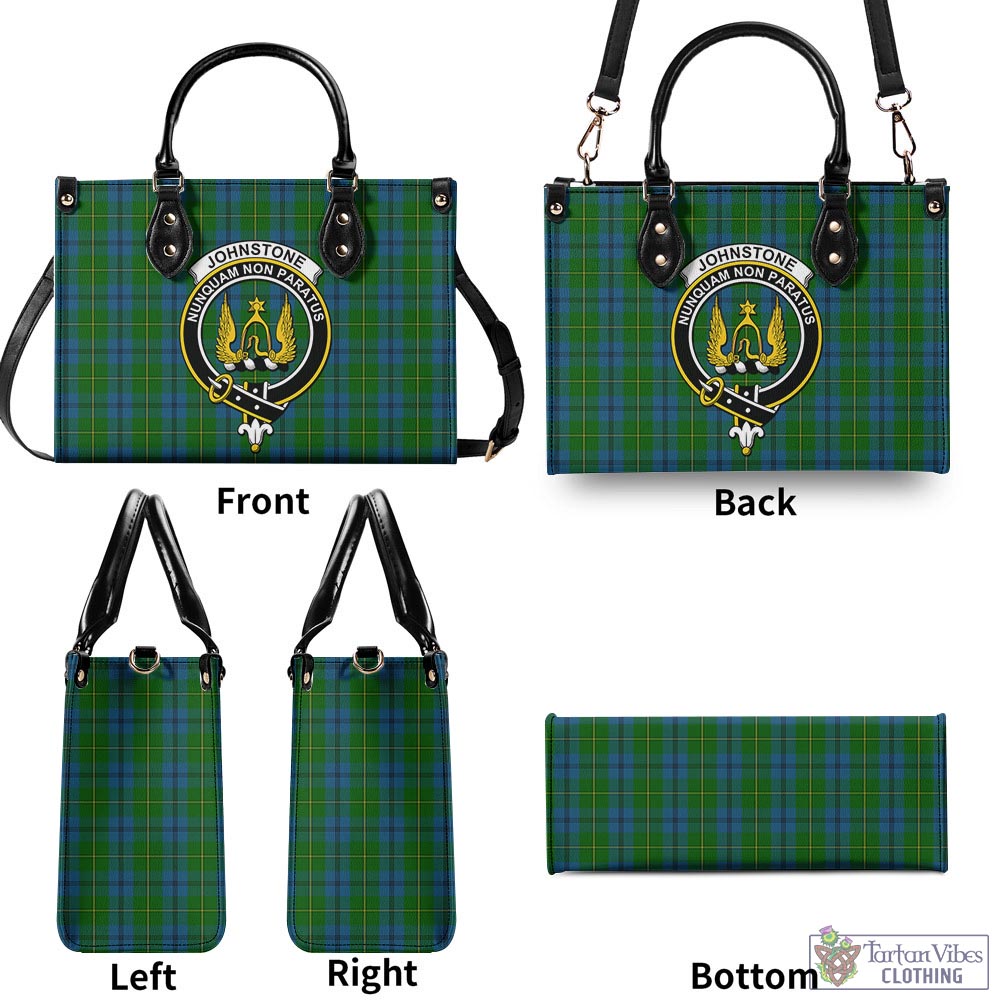 Tartan Vibes Clothing Johnstone-Johnston Tartan Luxury Leather Handbags with Family Crest